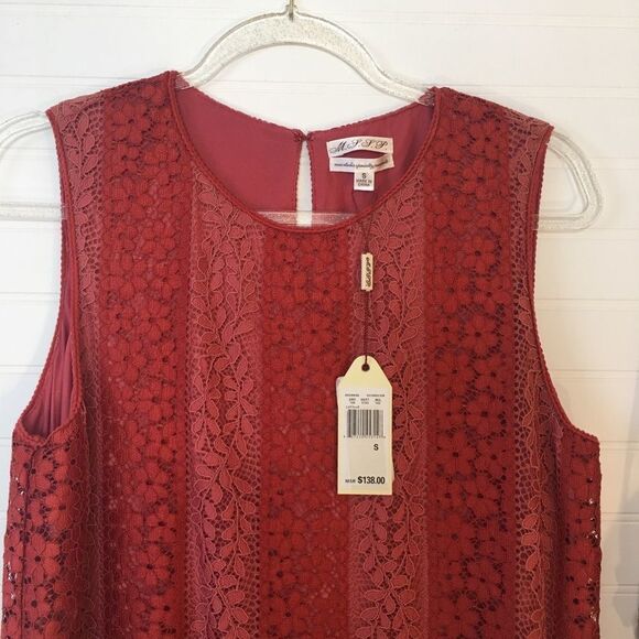 Max Studio M.S.S.P Lace Stripe Floral Midi Dress NWT Size Small - Picture 3 of 7